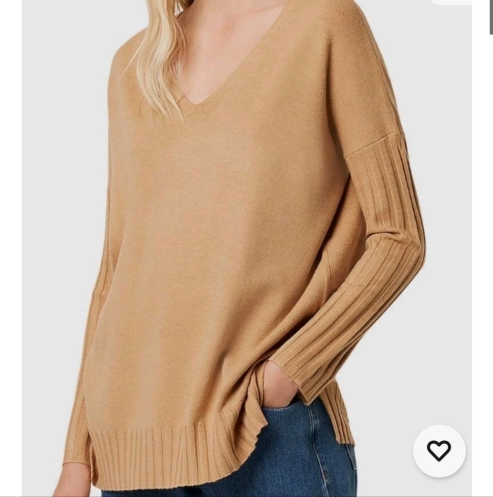 FRENCH CONNECTION Baby Soft Ribbed Sleeve Sweater Size Women's M Light Brown - Picture 2 of 7